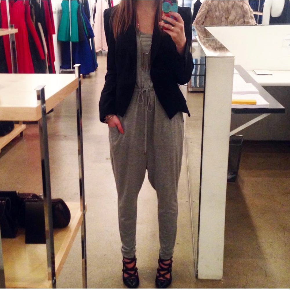 Grey Jumpsuit With Pockets And Drawstring Waist - image 1